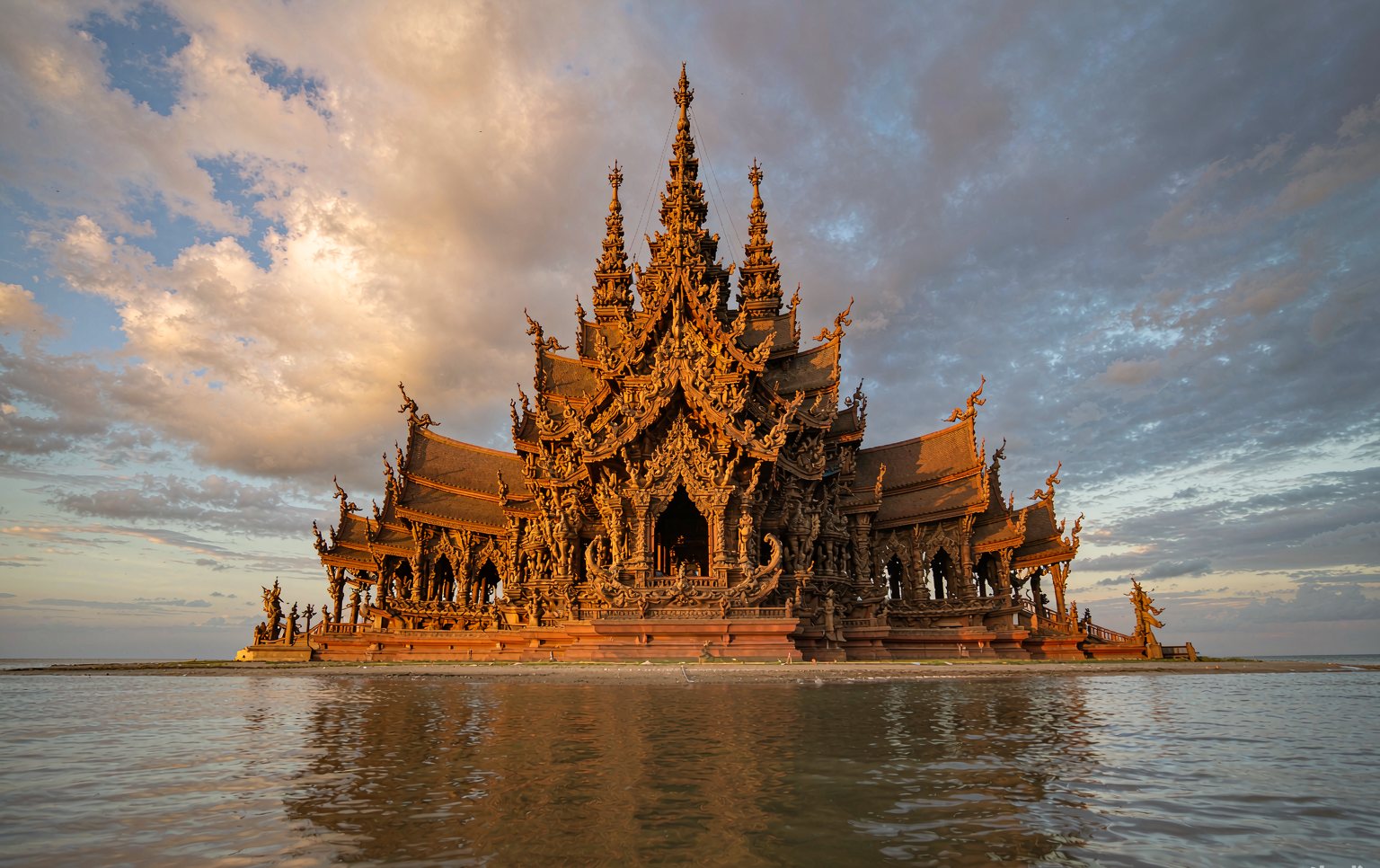 The Sanctuary of Truth, a carved wooden temple by the sea in Pattaya